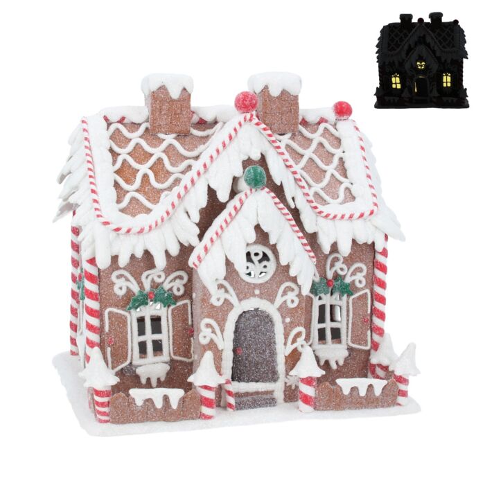 Gisela Graham Large LED Gingerbread House Claydough Ornament